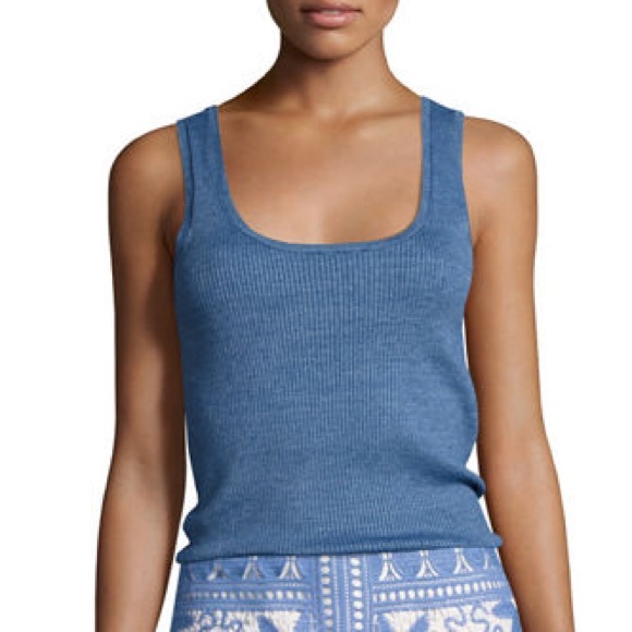 Tory Burch Tops - Tory Burch Gabrielle Scoopneck Tank Blue Large NWT
